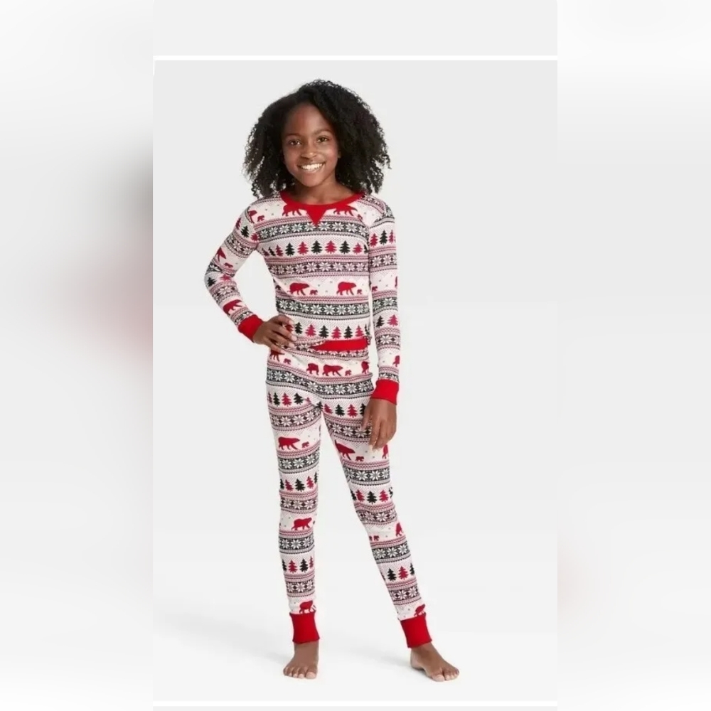 Kids Holiday Fair Isle Matching Family Pajama Set by Wondershop Sz 10 W/ socks